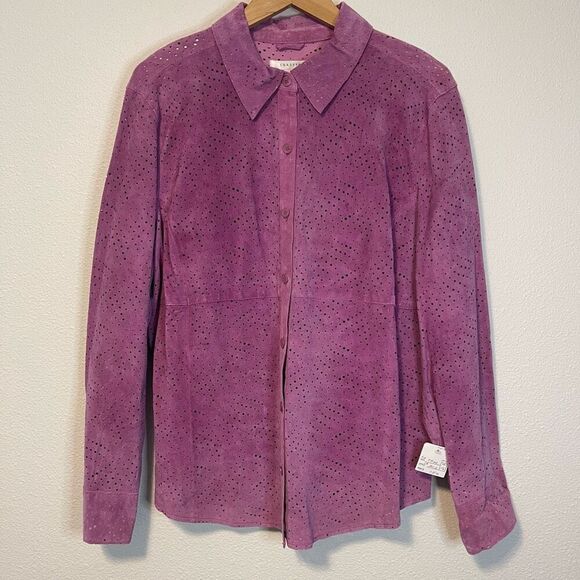Vintage Co & Eddy Suede Iris Purple Button Down Top NWT Size 16 - Picture 1 of 8